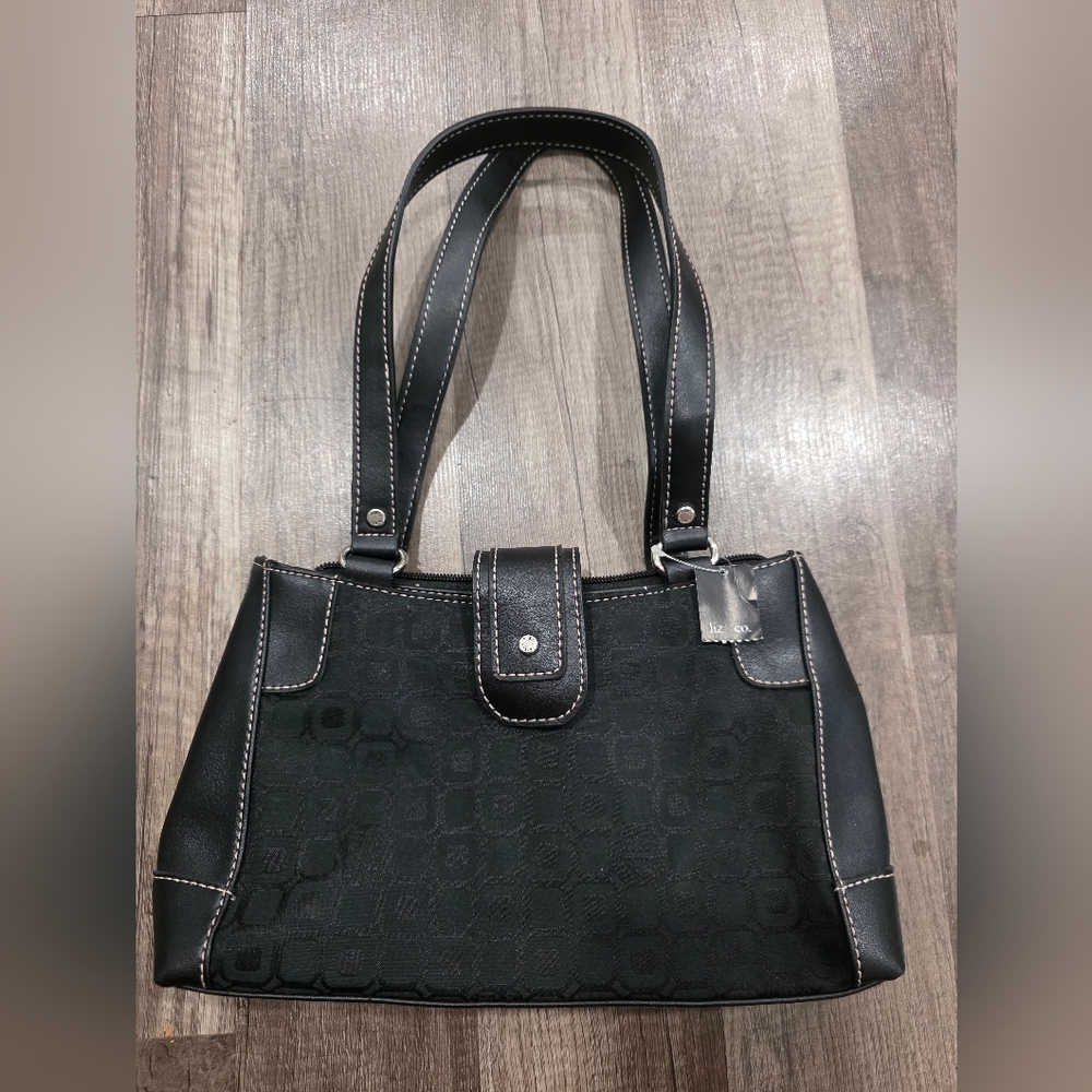 NWT Liz & Co Clairborne Black Y2k Satchel Small Wedding Formal Monogram Canvas